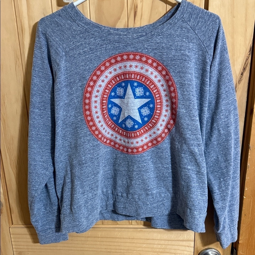 Marvel Captain America Heather Gray Logo Sweatshirt